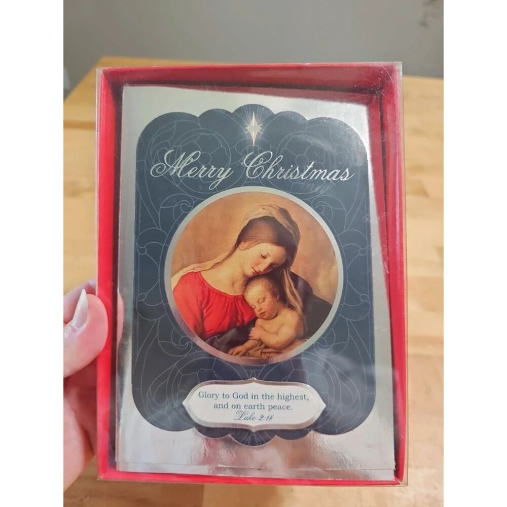 Vintage Religious Christmas Cards Madonna & Child Luke 2:14 Boxed Set 36 Cards